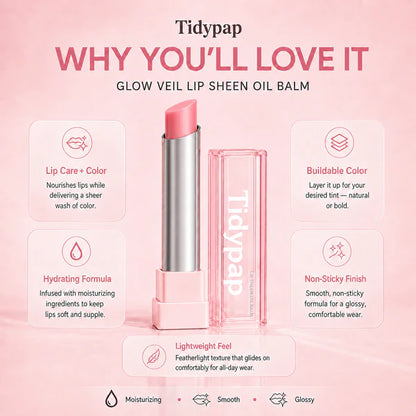 🔥Last Day Buy 1 Get 1 Free|Tidypap GLOW VEIL LIP SHEEN OIL BALM