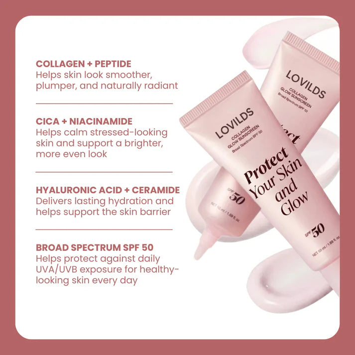 No Cast Just Glow | LOVILDS SPF SunScreen + Collagen Boost