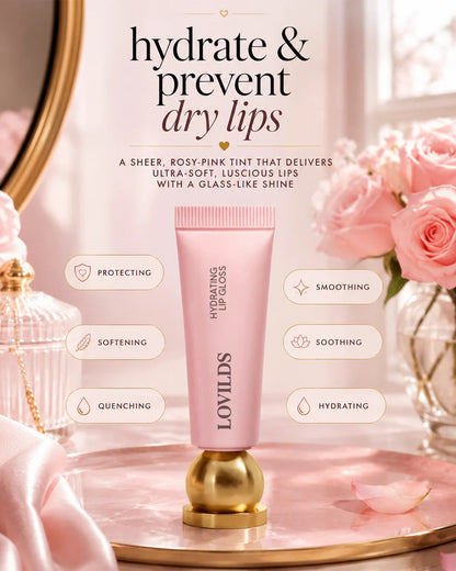 Hydrating Lip Gloss - High Shine & Tinted, Infused with Hyaluronic Acid, Jojoba Oil & Shea Butter