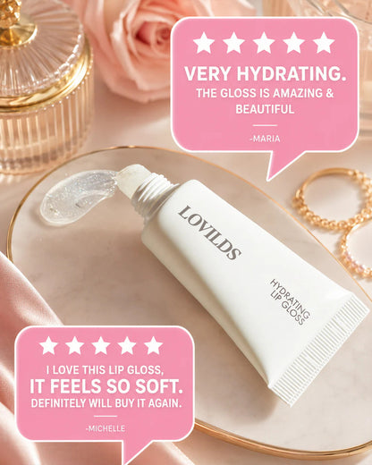 Hydrating Lip Gloss - High Shine & Tinted, Infused with Hyaluronic Acid, Jojoba Oil & Shea Butter